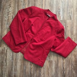Jo Hardin Vintage Red Open Front Preppy Career Office Work Casual Blazer